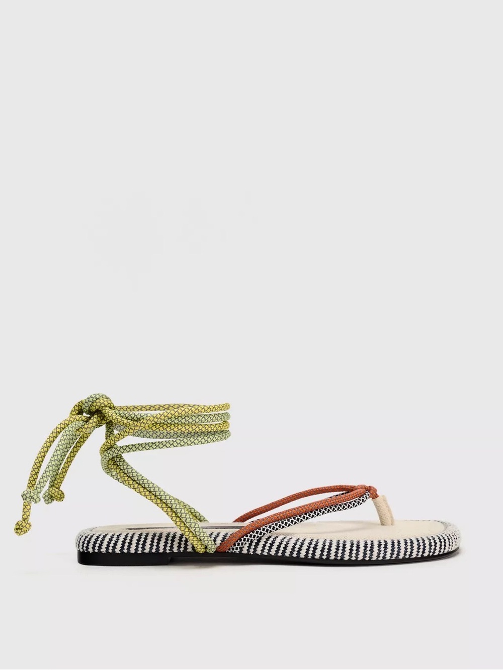 ZARA Strappy Flat Sandal with Ankle Wrap